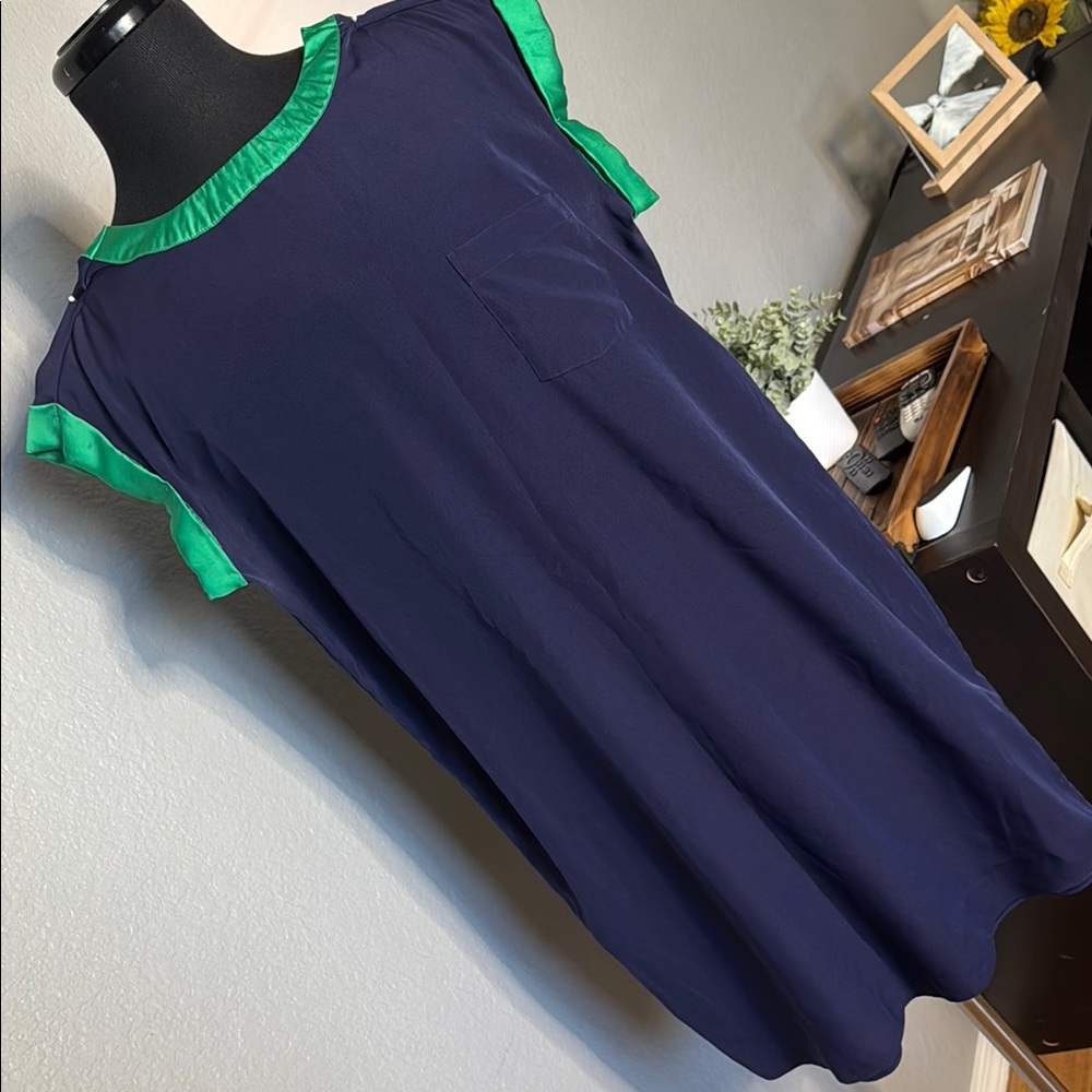 Navy Blue Dress with Green Accents